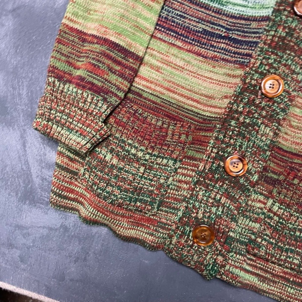 Vintage Cardigan Sweater S Multi-Color‎ 70s Excellent Space Dye Fashion Import - Picture 4 of 9